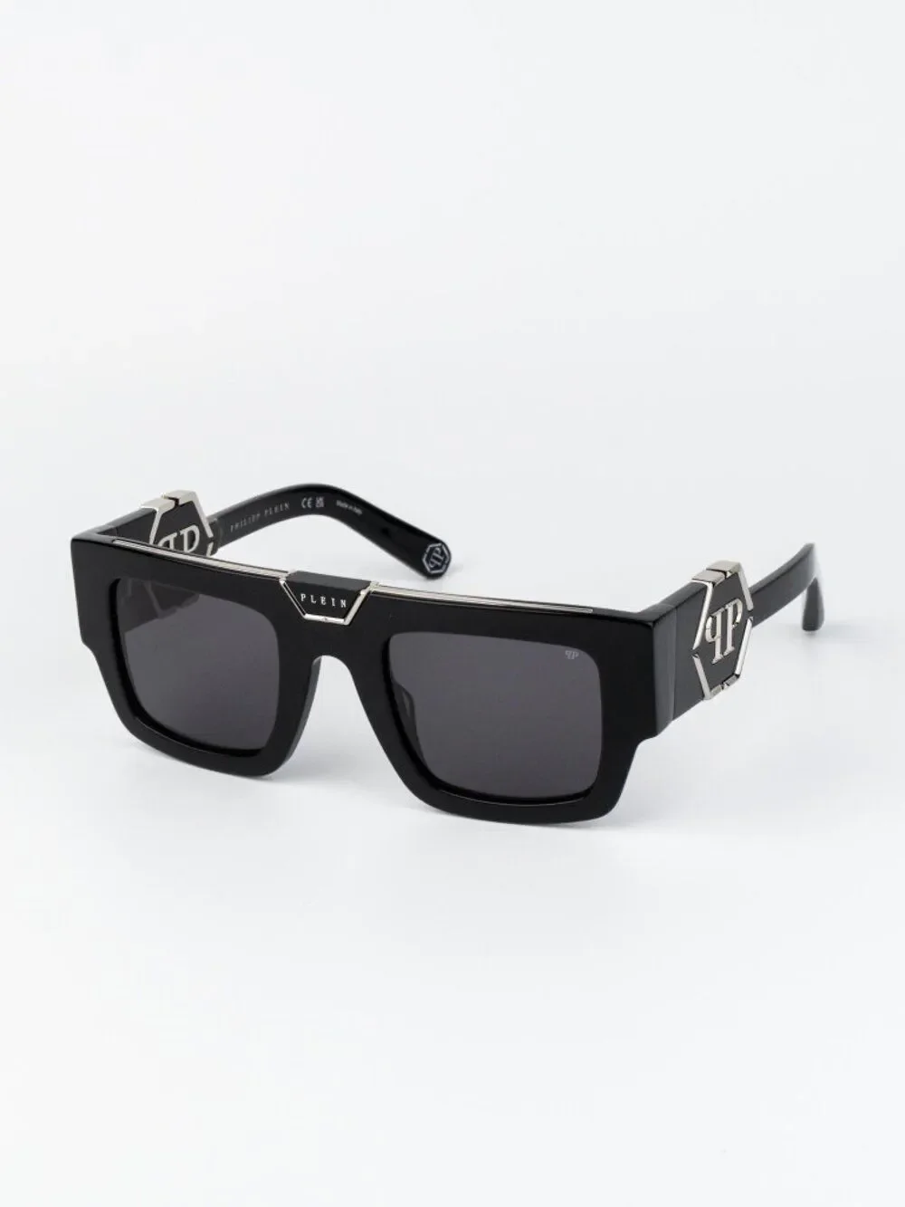 Philipp Plein Men Sunglasses Black Grey Square SPP092M 700Y NEW AUTHENTIC